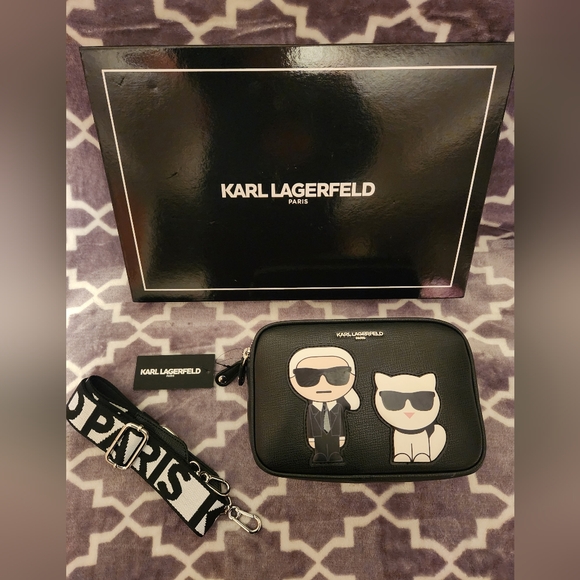 ✨️KARL LAGERFELD✨️ PARIS 🕶 MAYBELLE ROUND HEAD DUO CAMERA CROSSBODY BAG NWT - Picture 5 of 12